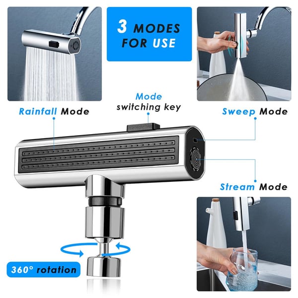 🚰 Advanced 360° Three-Mode Waterfall Modern Faucet – Perfect for Every Kitchen Task