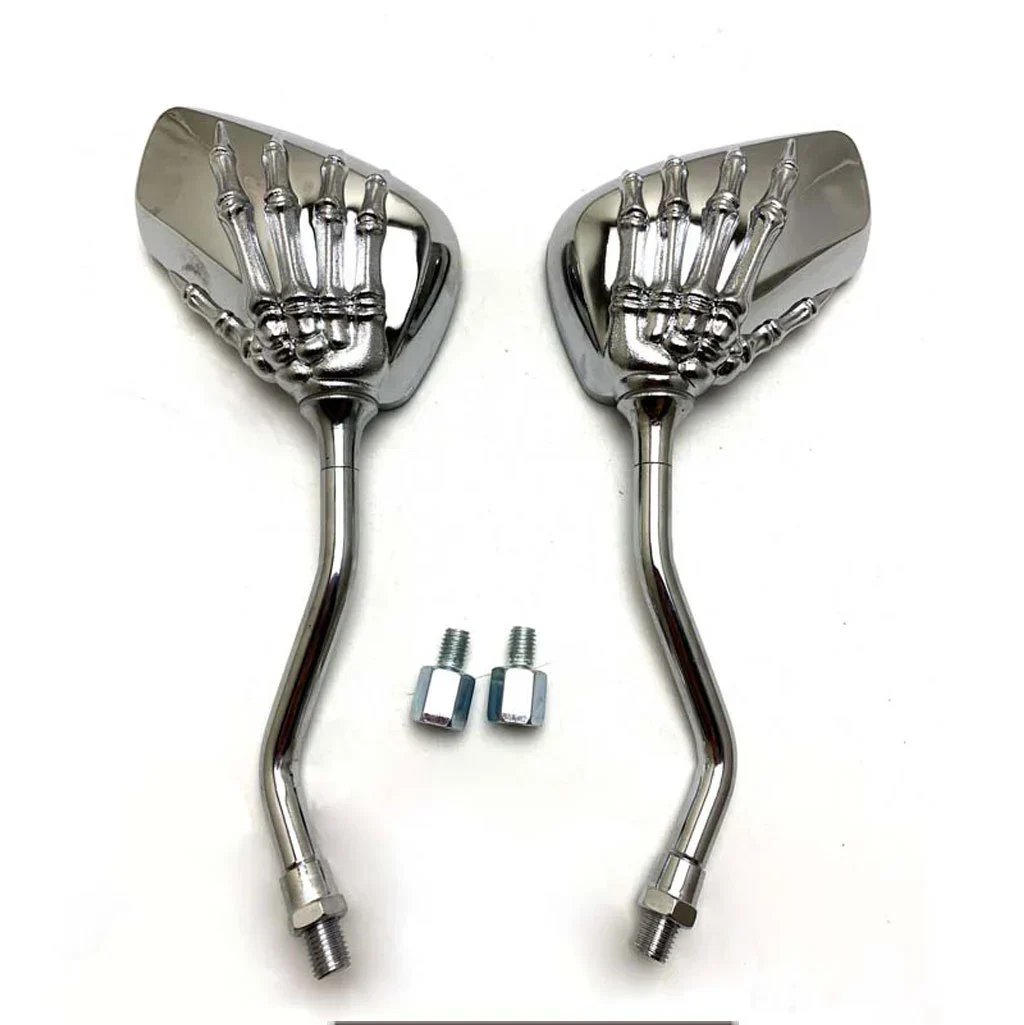 Skull Hand Chrome Rearview Mirrors